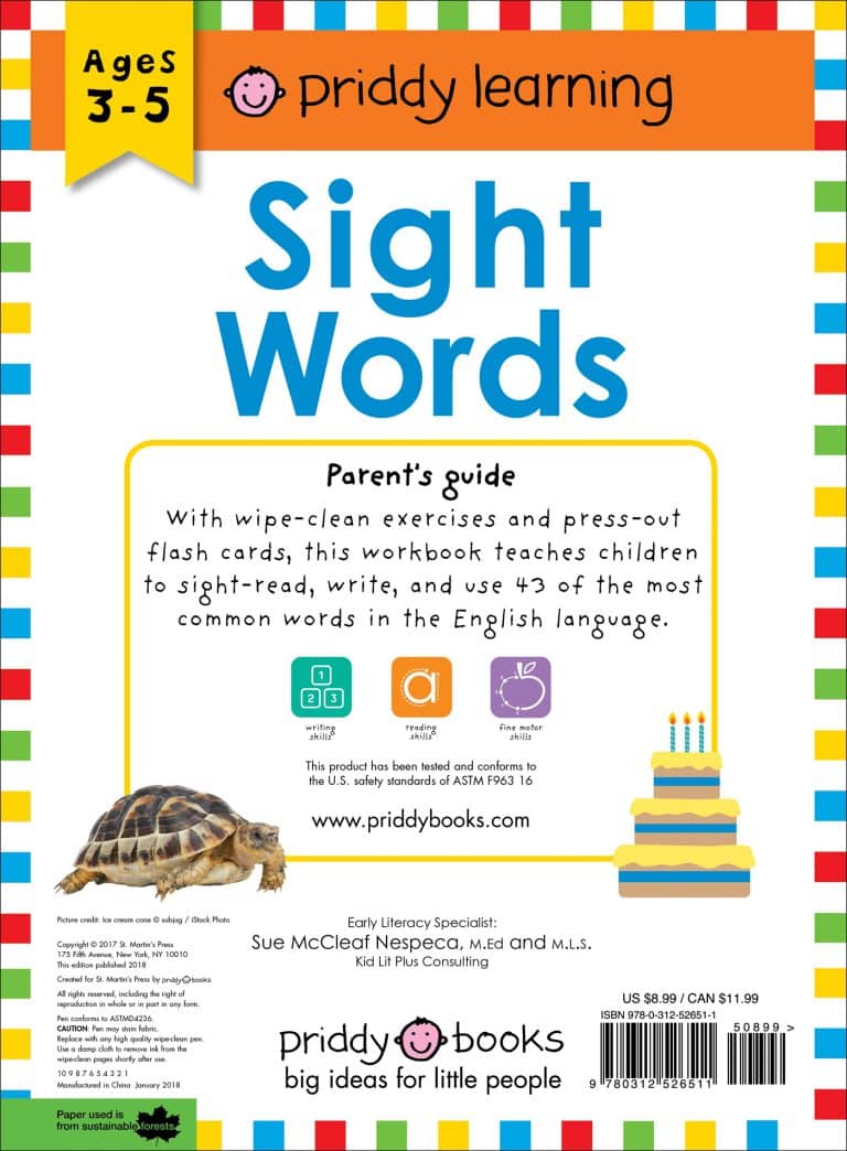 Wipe Clean Workbook Sight Words (enclosed spiral binding) Priddy Books
