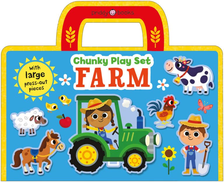 Children's farm play set cover with a tractor, farmer, and various farm animals.