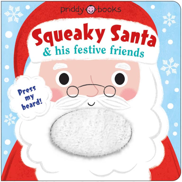 Children's book cover featuring a cartoon Santa with a fluffy beard for pressing.