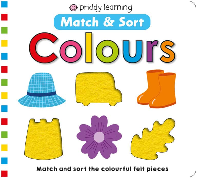 Children's book cover with colorful felt shapes for matching and sorting activities.