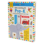 Pre-K Early Learning Kit box with an elephant, books, flash cards, and colorful decorations on the packaging.
