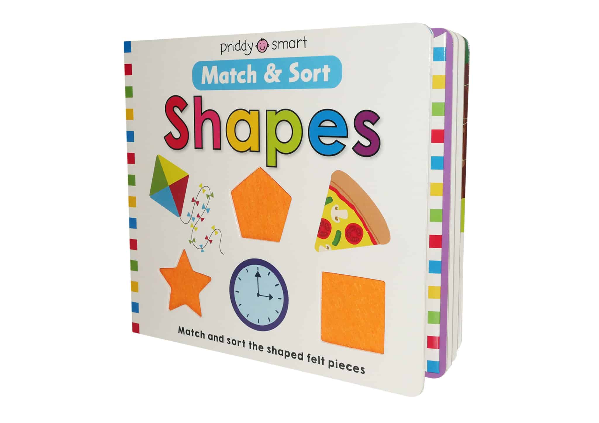Match & Sort Shapes_US_NEW Children’s book titled “Match & Sort Shapes” with colorful shapes and objects on the cover.