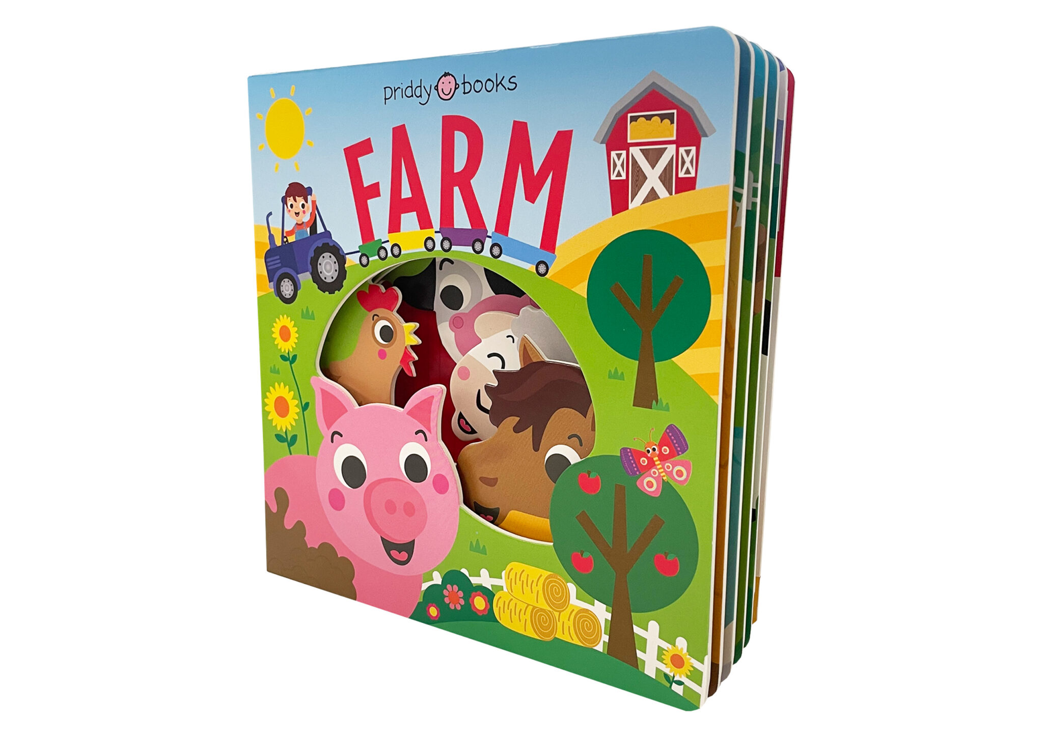 Take a Peek Farm Colorful board book titled "Farm" with cartoon farm animals and a barn on the cover.